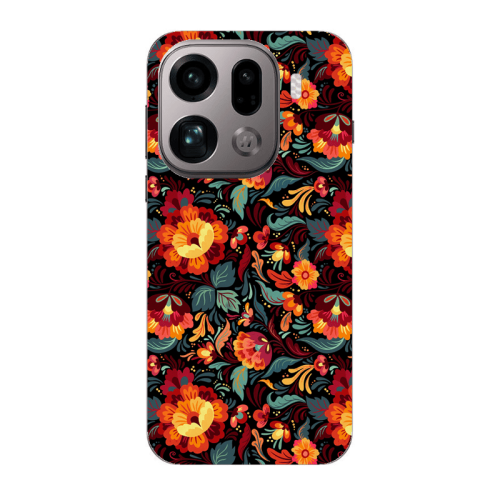 Oppo Find X9 Pro Orange flowers Transparent Silicone TPU Θήκη